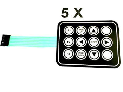 Folientastatur, 12 Tasten, 3x4 Tastenfeld,7pol. Keypad, Keyboard,Matrix, 5 Stück