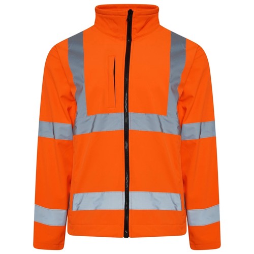 HI VIS VIZ HIGH VISIBILITY SOFT SHELL REFLECTIVE TAPE SECURITY WORK JACKETS COAT - Picture 2 of 7