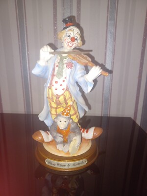 Zirkusclown von Leonardo - Clown spielt Geige mit Affe - 27 cm / 10'' groß