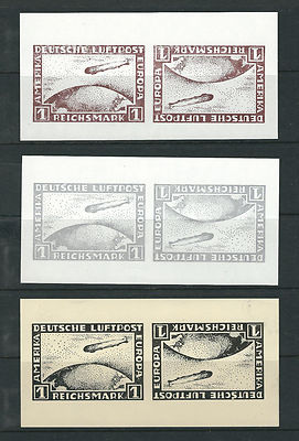 GERMANY 1935 ZEPPELIN tete-beche labels (Scott C35) VF *Cinderella