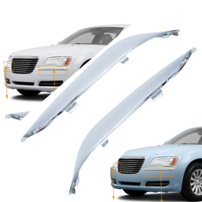 Fit For Chrysler 300 2011-2014 Front Bumper Molding Chrome Trim Left+Right 2Pcs