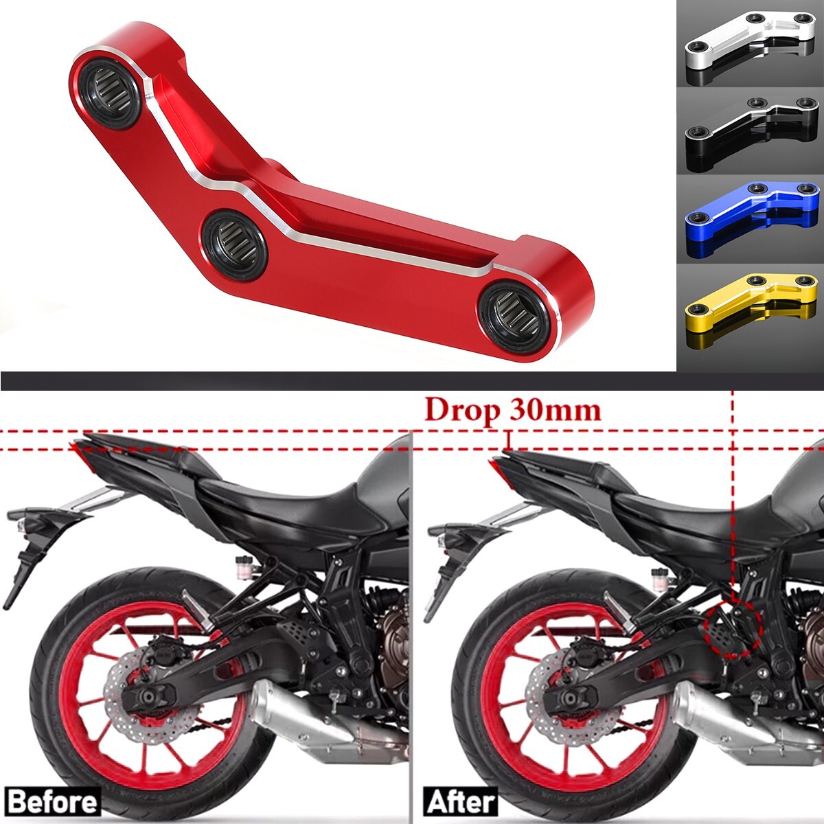 3D CNC Rear Suspension Lowering Link For 2014-2025 YAMAHA MT07