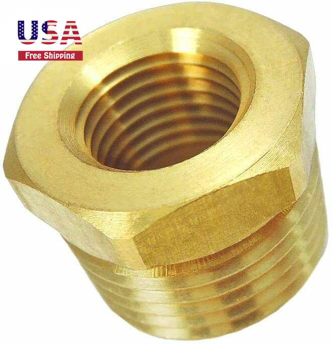 Brass Pipe Fitting Hex Bushing Reducer 1/2" G Female × 3/4" NPT Male Adapter