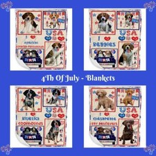 4th July Independence Day I Love USA Dog Cat Pet Fleece Blanket