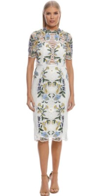 white lace up mini dress LARGE: Vesper - Lace Up Mini Dress main image 1