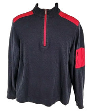 BUGATCHI Sweater Mens Size XL Gray Red Quarter 1/4 Zip