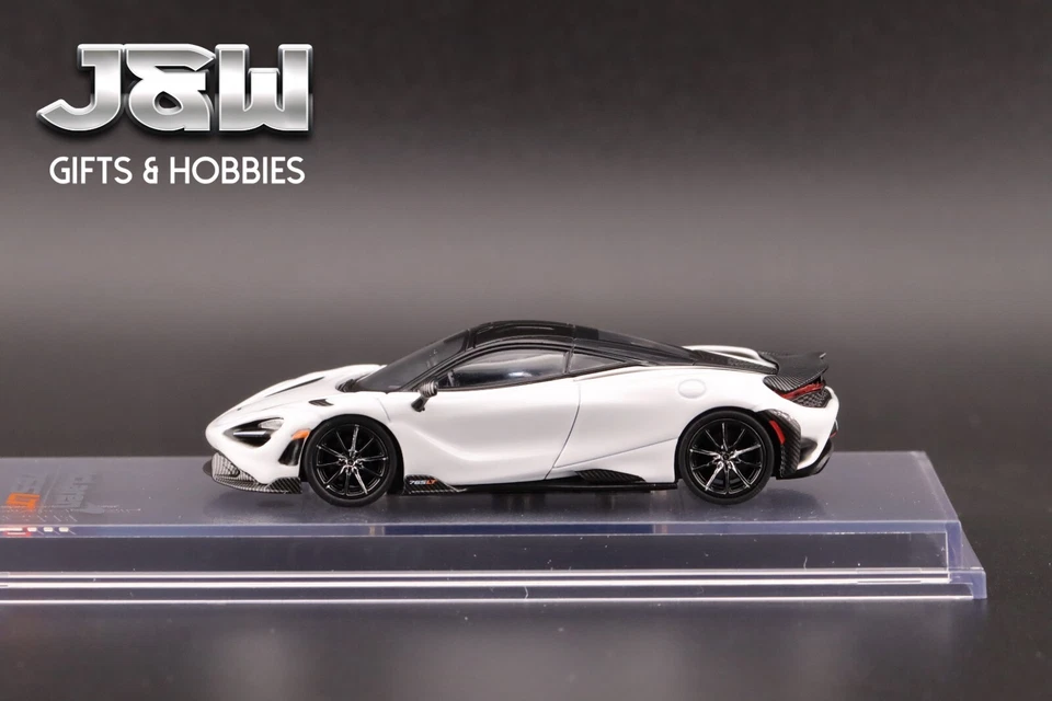 CM MODEL McLaren 765LT Blanco con Fibra de Carbono Capucha Calcomanía 1/64 Foto 2 de 4