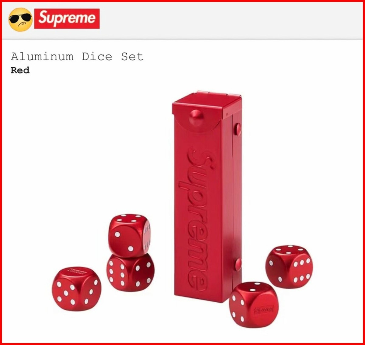 Supreme - supreme Aluminum Dice Set サイコロ　red Supreme Aluminum Dice Set Red サイコロ Supreme Aluminum Dice