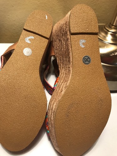 ONDADEMAR IMBU EMBELLISHED ESPADRILLE WEDGE SANDALS NWOB SZ US 5.5 EU 36 - Picture 6 of 8