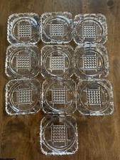 10 MCM From The 1950’s Hazel Atlas Glass Ashtrays/Coasters Klondike Pattern