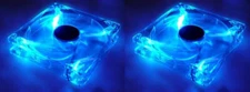 120mm x 25mm Computer Case Cooling 3 / 4 Pin Clear Fan with 4 Blue LED, Set of 2