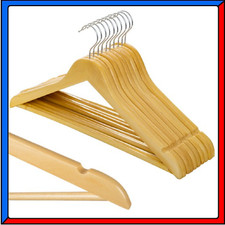 Set 10 Grucce Appendiabiti in Legno per Pantaloni Camicie con Scalanature Spalle