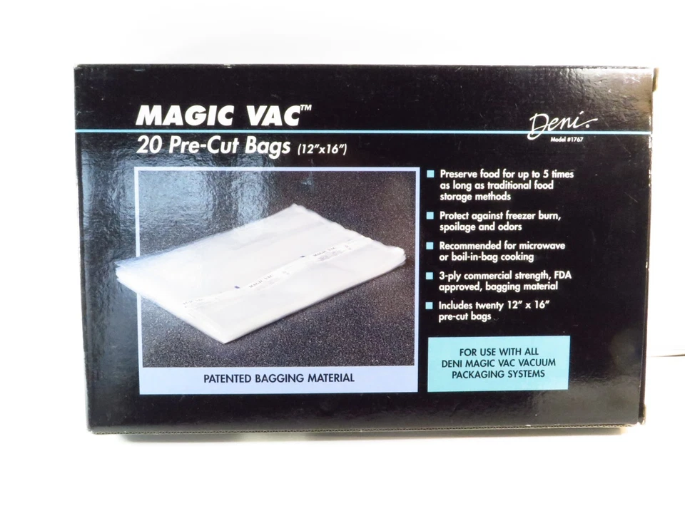 Deni Magic Vac 20 Bolsas Precortadas 12" x 16", Modelo # 1767, Hecho en Italia Foto 2 de 3