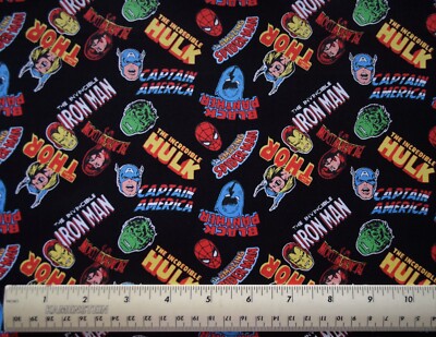 Camelot Marvel Super Heroes Tossed Hulk Thor More By the 1/4 yard cotton fabric