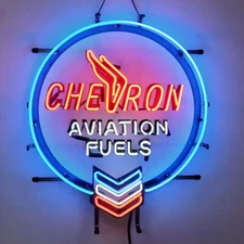 Chevron Aviation Fuels Gas Oil 24" Neon Lamp Light Sign HD Vivid Printing