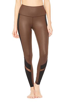 alo ストレッチブラウンレギンス New ALO Mink brown Black high waisted yoga leggings S | eBay