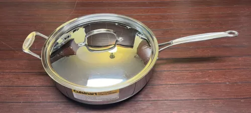Cuisinart Saute Pan With Cover 5.5qt/5.2L Stainless Steel #MCP33-30H 12.25"W 3"H
