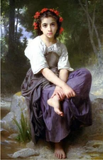 At the Edge of the Brook, 1875, William-Adolphe Bouguereau *Art Postcard*