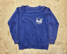 Vintage 60's Mackinac Island Michigan Sweatshirt Sun Faded Blue Sweater Size S