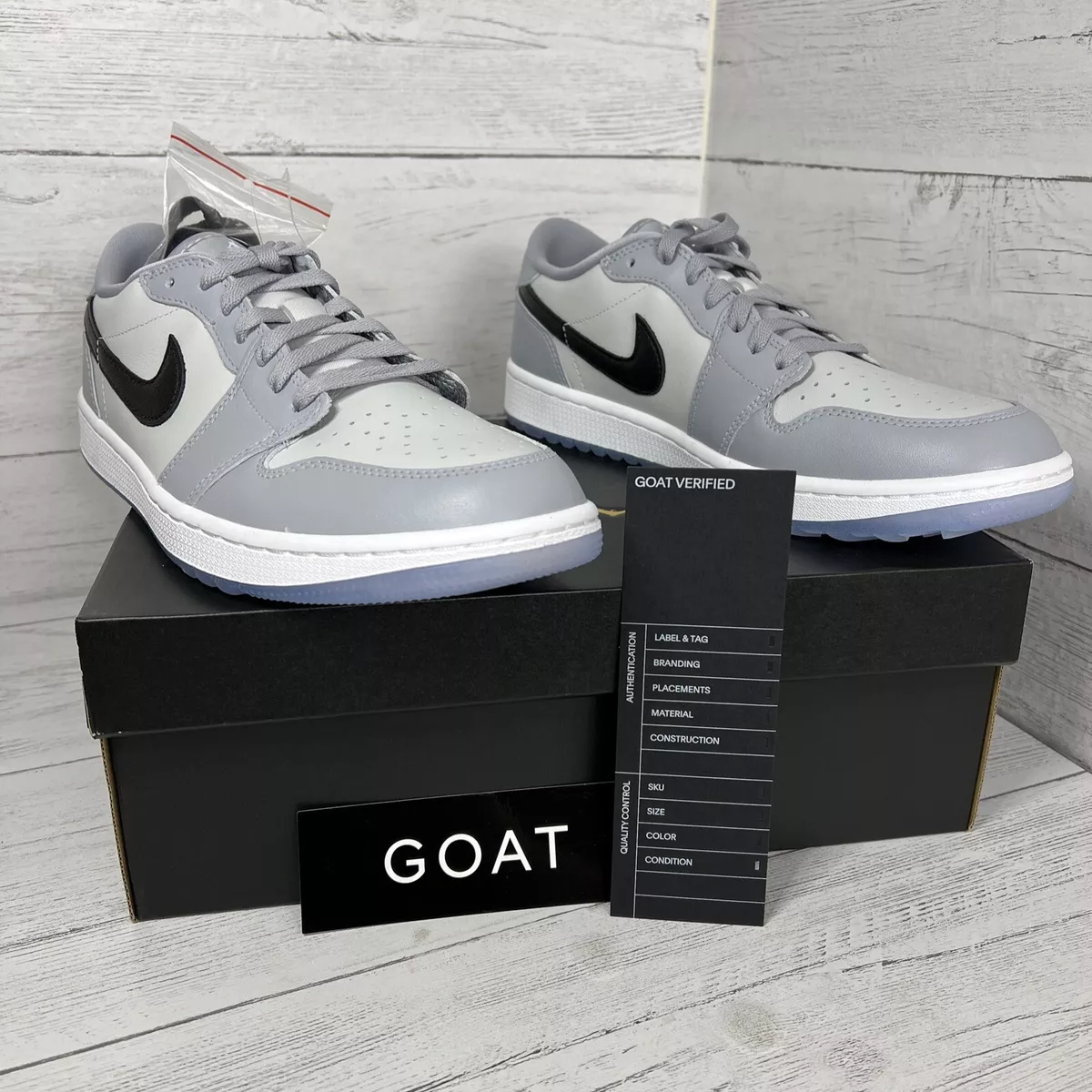 Nike Air Jordan 1 Low G Wolf Grey Golf Shoes, Men's 11.5, Grey/Black,  DD9315-002