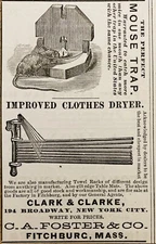 1883 AD(N18)~C.A. FOSTER CO. FITCHBURG, MASS. CLOTHES DRYER AND MOUSE TRAPS