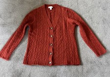 Appleseed's Sz S Button Down Cardigan Sweater Cable Knit Autumn Orange Pristine