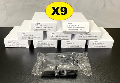 CR874 Black Printer Ribbon for OKI ML 182 390 420 490 Universal - Lot of 9 New