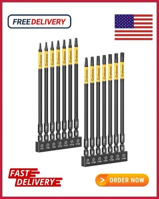 14PCS Impact Long Torx Bit Set 6 Inch T7 T40 Tamper Proof Star Bits Set Magnetic