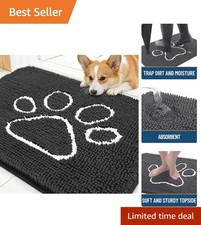 Paw Print Dog Door Mat 30x20 - Soft Chenille, Non-Slip for High-Traffic Areas