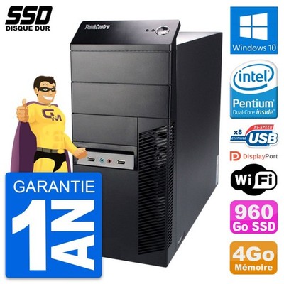 PC tour Lenovo Thinkcentre M91p Intel G630 RAM 4Go SSD 960Go Windows 10 Wifi