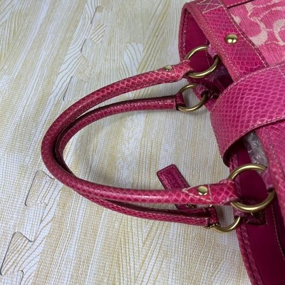 COACH Legacy Butterfly Pink Signature Tote Bag Turnlock Y2K