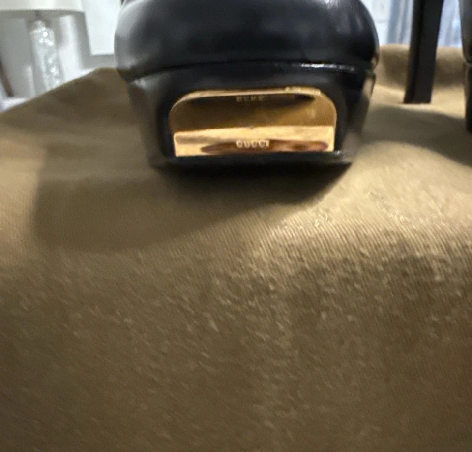 Gucci Women’s Black Leather Platform High Heel Knee Boots Size 10B Made in Italy - Image 4 of 4