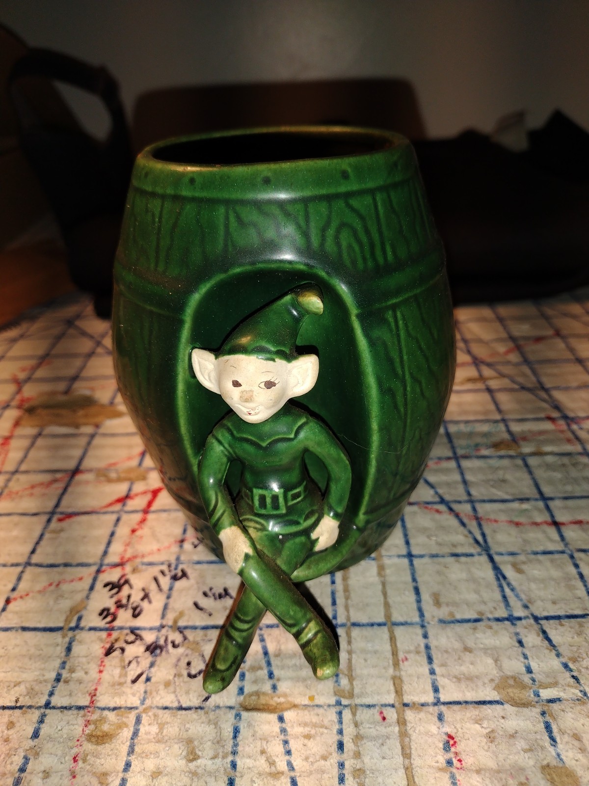 TREASURE CRAFT Pixie Elf Green Planter Flower Bucket AS IS