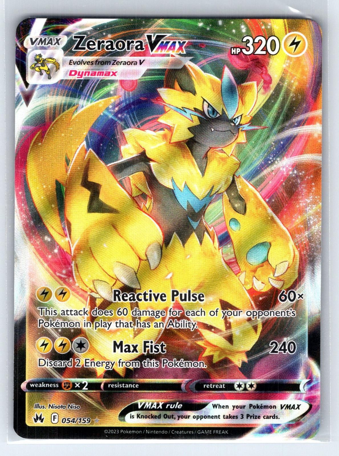 Zeraora VMAX 054/159 Holo VMAX Rare Crown Zenith Pokemon Near Mint