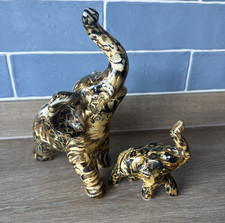 Collage Elephant Mother Baby Figurines Animal Print Decorative Figures Safari