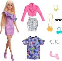 Barbie Fashionista Puppe Blond 3 Kleider ! Box Rotto ! HYT61 Mattel