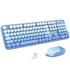 Wireless Keyboard Mouse Combo, Typewriter Full Size Keyboard with Number Pad ...