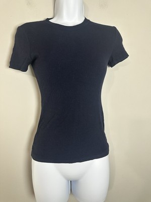 Archival Strenesse Gabriele Strehle Ribbed Knit Top Navy Blue Size 4
