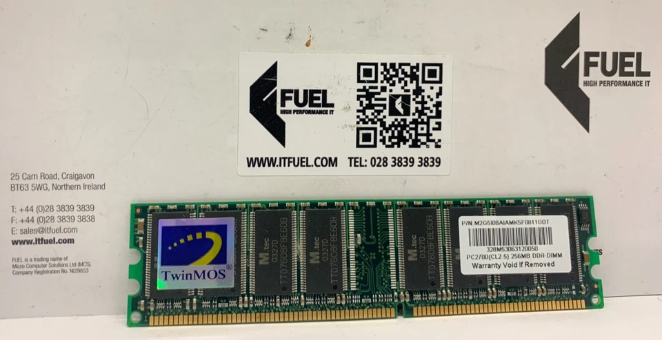 TwinMos  256MB  DDR ram memory module  PC-2700 -  M2G5I08AIAMK5F0811DDT - Image 2 of 3