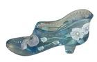 Fenton Hand Painted Glass Shoe Blue Bow Flowers Slipper Signed Vintage