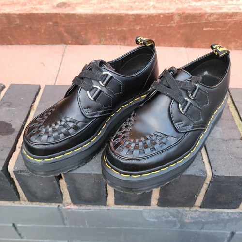 SELTENE Dr Martens schwarze Sidney Leder Plateau Schuhe Größe UK 5 - Bild 6 von 16