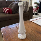 Vintage Fenton Milk Glass Hobnail Footed Stretch Swung Bud Vase 9”