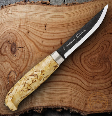 Marttiini Lynx Fixed Knife 4.25'' Forged 80CrV2 Steel Blade Curly Birch Handle