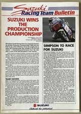 SUZUKI RACING TEAM BULLETIN Magazine Newspaper c1988