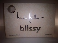 Blissy x Nicole Miller 100 Mulberry Silk Sleep Mask Champagne Floral NOB