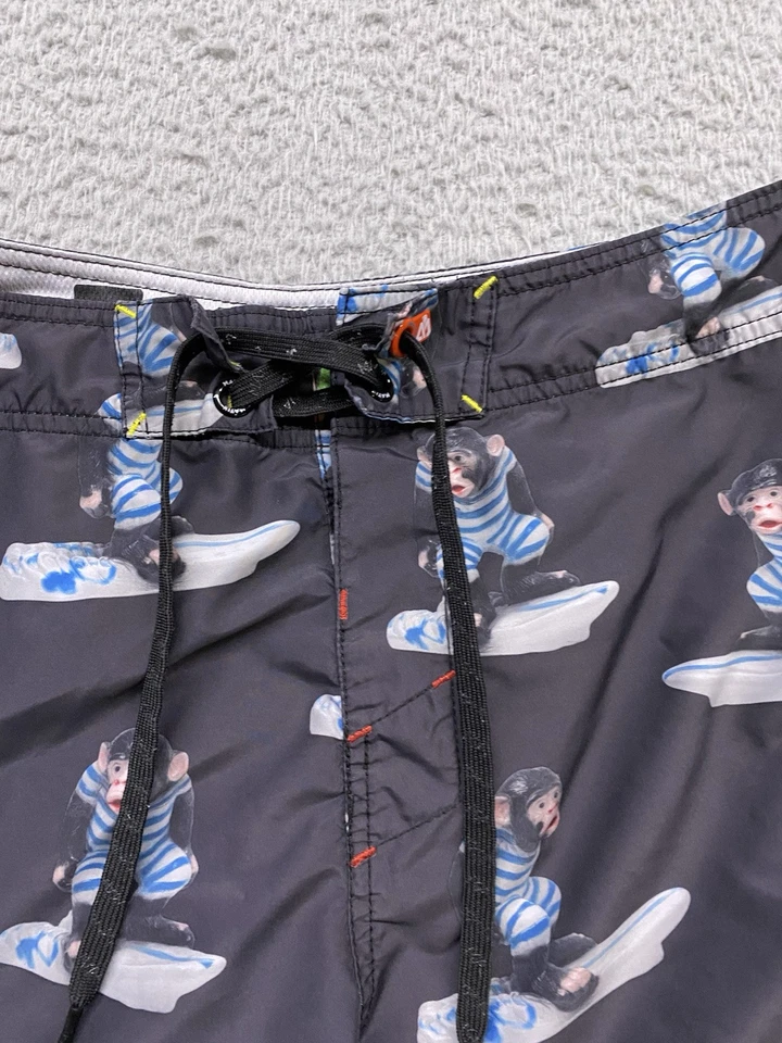 Matix Shorts Mens 34 Black Monkey Ape Surfing Board Trunks - Image 2 of 4