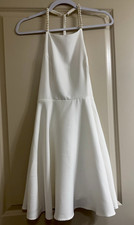 Lulus White Pearl Halter A-Line Short Dress Zip Straps Size S