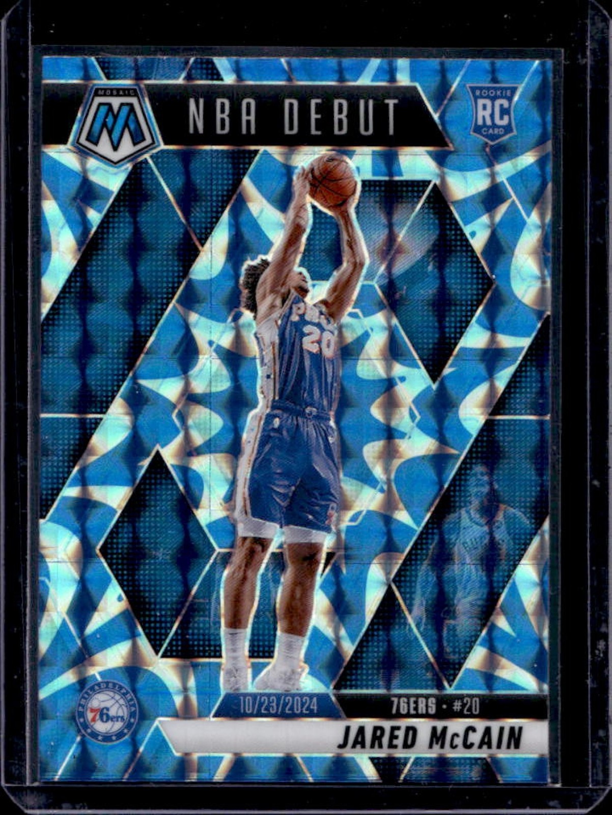 2024-25 Mosaic Jared McCain RC Reactive Blue Rookie NBA Debut #263 76ers