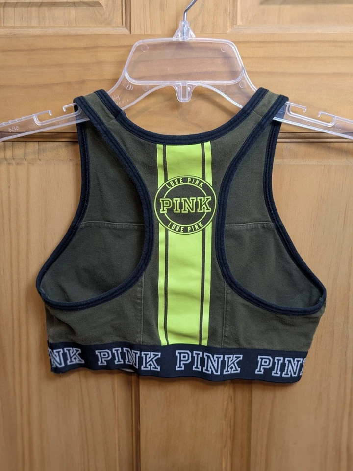 Victoria's Secret PINK Crop Haut Court High-Neck Sports Bra Green Size SP(AA-C)  - Image 3 of 4