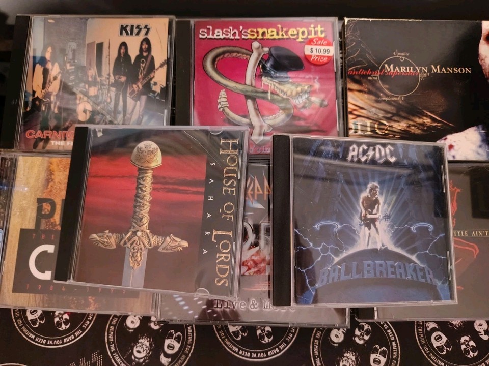 8 CD LOT HEAVY HAIR METAL ~AC/DC, KISS, DEF LEPPARD, THE CULT, HOUSE OF ...